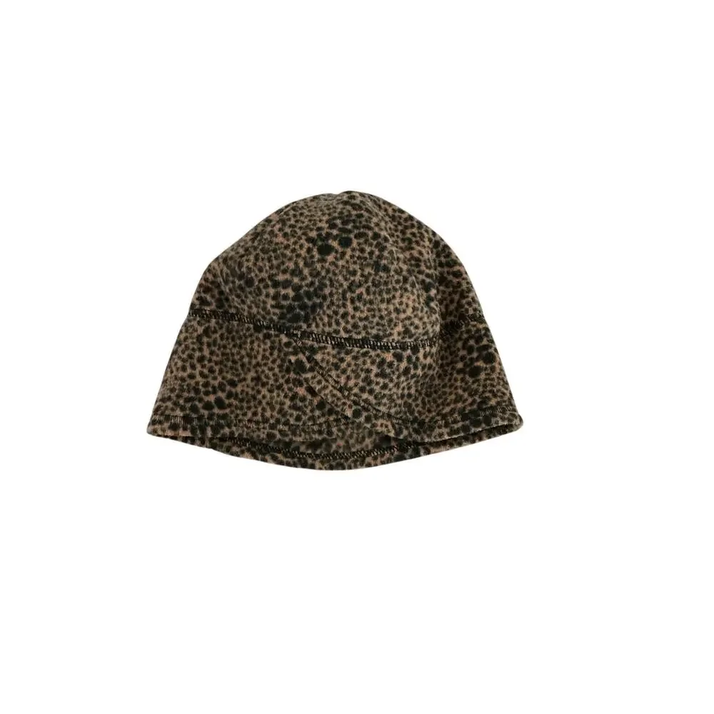 NWT Lands' End Animal Leopard Cheetah Anywhere Fleece Beanie Winter Hat Cap